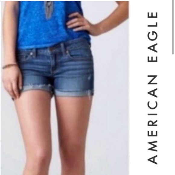 American Eagle Stretch Denim Cutoff High Rise Jean Shorts - Picture 9 of 10